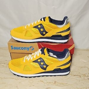 NWT Saucony Shadow Original Mens Yellow Navy Retro-style Sneaker Shoes 11.5